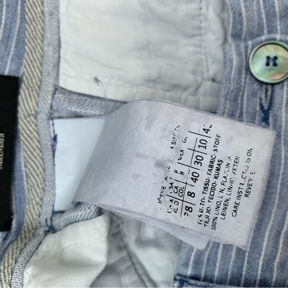 Maxmara Weekend Ladies Size 10 100% Linen Trousers  Blue White Pinstripe - Picture 7 of 9